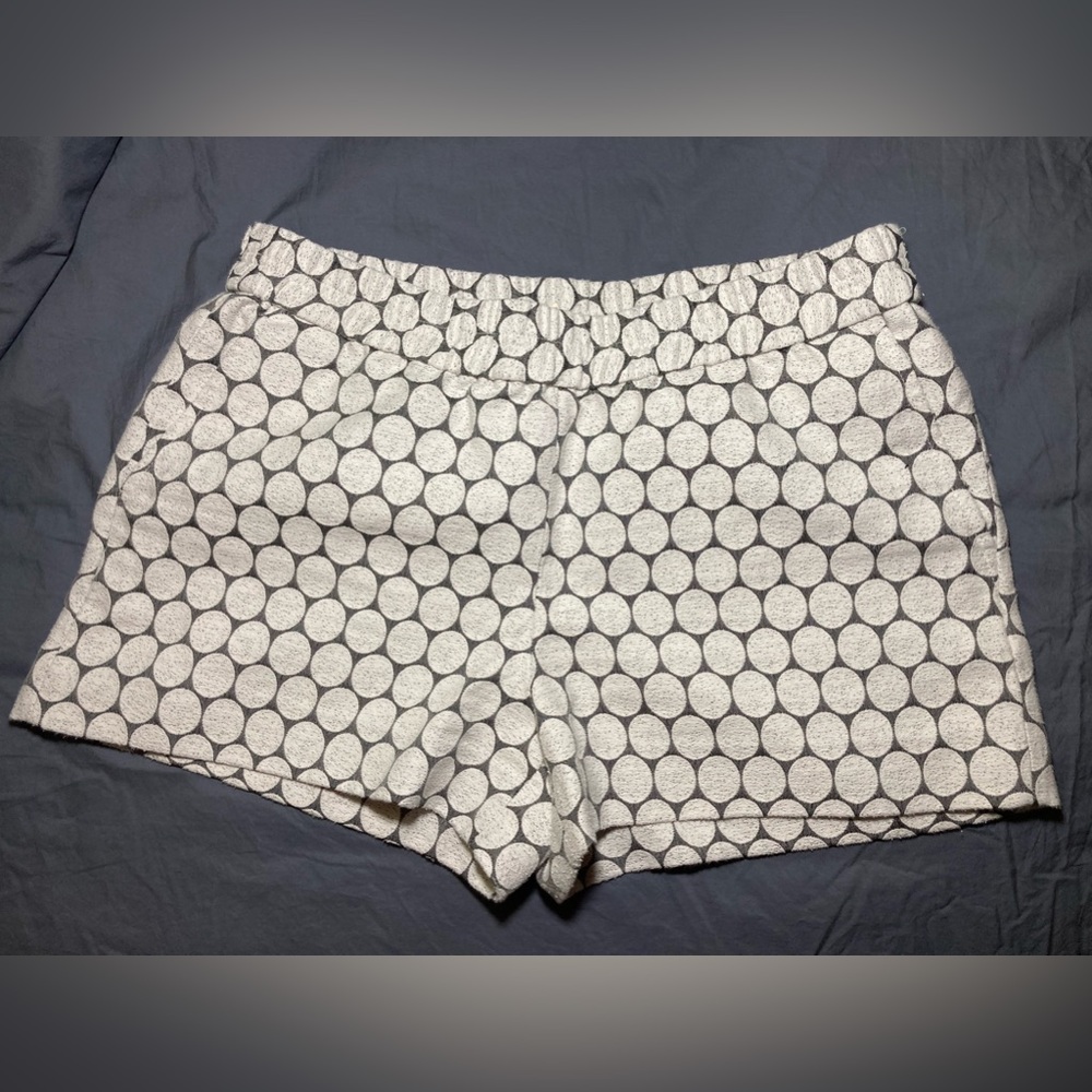 J. Crew White and Gray Big Polka Dots Chino Shorts